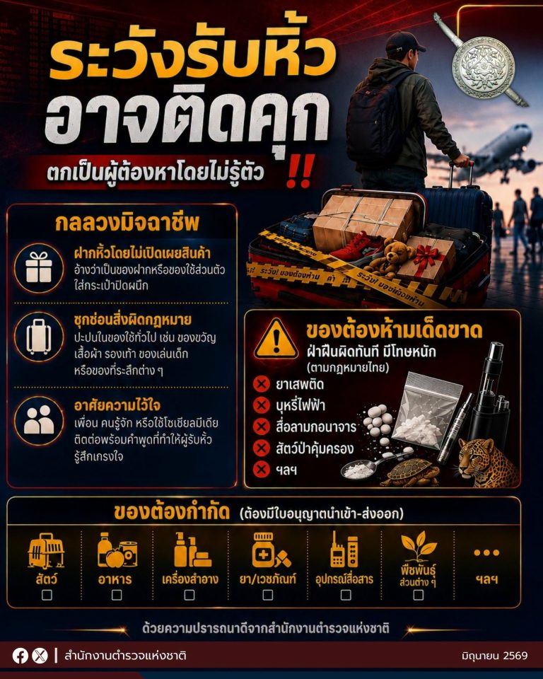 ⚠️ระวัง “รับหิ้ว” อาจติดคุกตกเป็นผู้ต้องหาโดยไม่รู้ตัว‼️